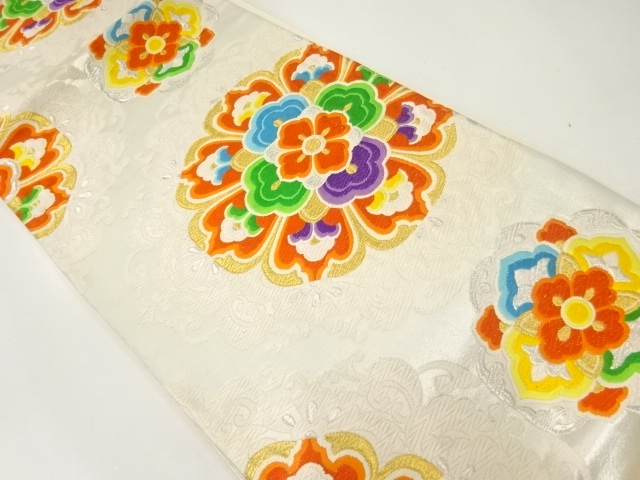 アンティーク　華紋模様織出し袋帯（材料）